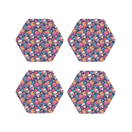 Coasters Set of 4 - colorful Skull flower daisy Drink Coasters for Tabletop Protection Leather Coasters for Living Room Decor and Housewarming Gift Hexagon
Coasters Set of 4 - colorful Skull flower daisy Drink Coasters for Tabletop Protection Leather Coasters for Living Room Decor and Housewarming Gift Hexagon