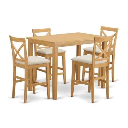 Counter Height Dining Top Table & 4 Room Chairs, Oak