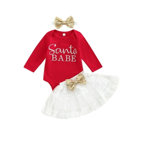 Meihuida Infant Baby Girl Christmas Romper Set Long Sleeve Round Neck Letters Print Jumpsuit Skirt with BowHeadband
Meihuida Infant Baby Girl Christmas Romper Set Long Sleeve Round Neck Letters Print Jumpsuit Skirt with BowHeadband