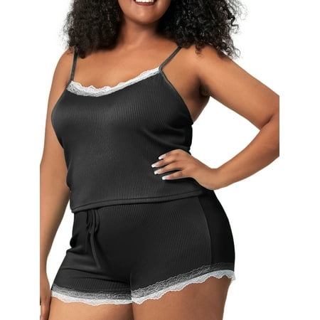 Xsylife Women 2 Piece Sling Pajamas Spaghetti Strap Elastic Ribbed Cami Tops and Drawstring Lace Trim Shorts Loungewear Sleepwear
Xsylife Women 2 Piece Sling Pajamas Spaghetti Strap Elastic Ribbed Cami Tops and Drawstring Lace Trim Shorts Loungewear Sleepwear