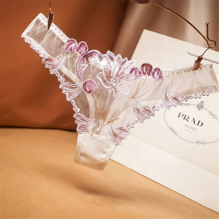 DENGDENG Women Low Waist Floral Lace Hollow Out Sexy Briefs Underwear