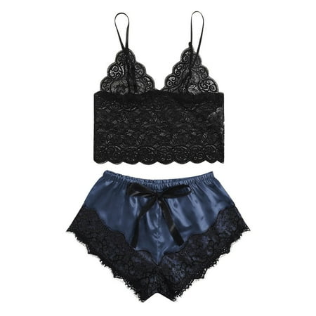 TANGNADE Womens Lingerie New Sexy Lace Lingerie Silk Underwear Sleepwear Underwear Pajamas Satin