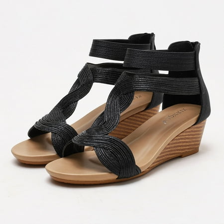 Feiboyy Fashion Spring Summer Women Sandals Mid Heel Wedge Back Zipper Open Toe Ankle Strap Solid Color Comfortable Roman Style
Feiboyy Fashion Spring Summer Women Sandals Mid Heel Wedge Back Zipper Open Toe Ankle Strap Solid Color Comfortable Roman Style