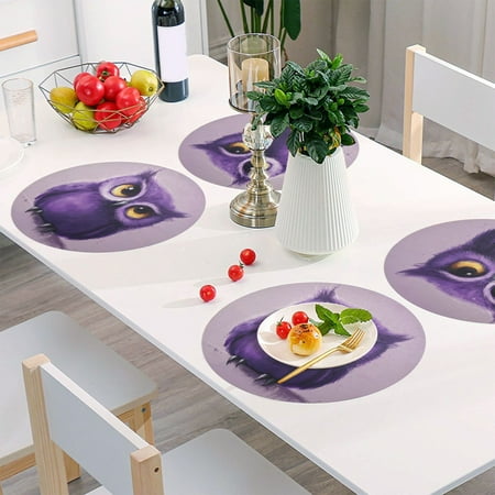 Round Grid Placemat One Sizex1 Round Placemat PVC Plate Mat,15.4 Inch Non-Slip and Heat Resistant Table Placemat Dining Room Placemat Purple Cartoon Owl
Round Grid Placemat One Sizex1 Round Placemat PVC Plate Mat,15.4 Inch Non-Slip and Heat Resistant Table Placemat Dining Room Placemat Purple Cartoon Owl