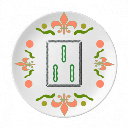 Mahjong Bar 3 Tiles Pattern Flower Ceramics Plate Tableware Dinner Dish