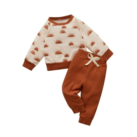 Sunisery Newborn Infant Baby Girl Boy Casual Clothes Sun Print Pullover Tops and Long Pants Fall Outfits Brown 9-12 Months
Sunisery Newborn Infant Baby Girl Boy Casual Clothes Sun Print Pullover Tops and Long Pants Fall Outfits Brown 9-12 Months