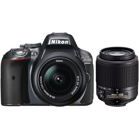 Nikon D5300 Digital SLR Camera & 18-55mm G DX II AF-S Zoom (Grey) with 55-200mm DX AF-S ED Zoom-Nikkor Lens