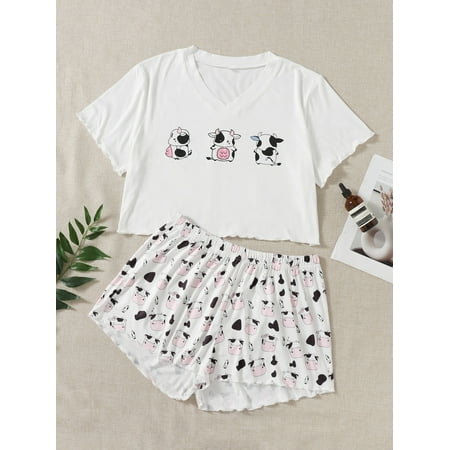 Women s Plus Cartoon Graphic Lettuce Trim PJ Set 5XL(22) White Cute F22001D
Women s Plus Cartoon Graphic Lettuce Trim PJ Set 5XL(22) White Cute F22001D