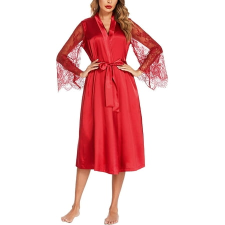 Avidlove Long Kimono Robe for Women Bride Bridesmaid Wedding Party Lightweight Lace Robe Wine Red M
Avidlove Long Kimono Robe for Women Bride Bridesmaid Wedding Party Lightweight Lace Robe Wine Red M
