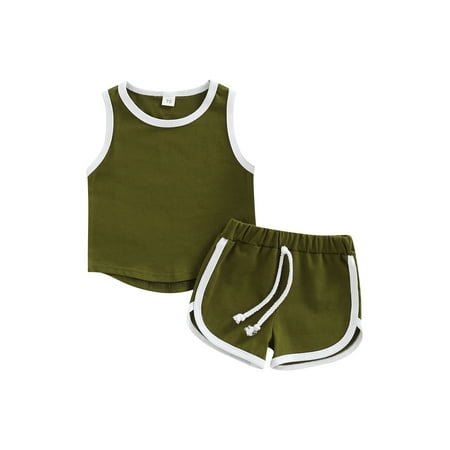 

Amuver Baby Boys Tanks Tops + Shorts Sports Casual Style Elastic Waist Drawstring Summer Clothing