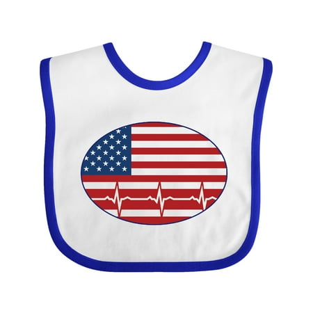 Inktastic Heartbeat US Flag Nurse EMT Doctor Gift Baby Boy or Baby Girl Bib