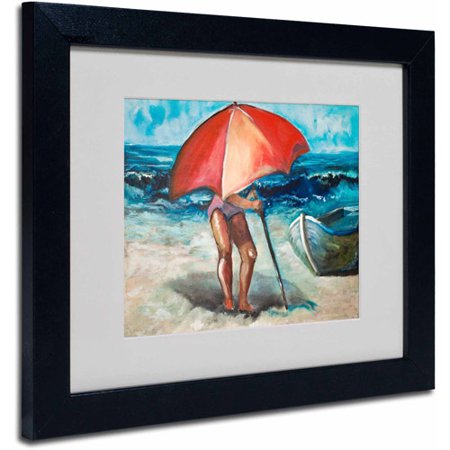 Trademark Fine Art "Beach Umbrella" Canvas Art by Judy Harris, Black Frame