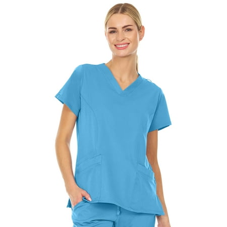 Mini Marilyn Stretch V-Neck Three Pocket Scrub Top with 4-Way Stretch