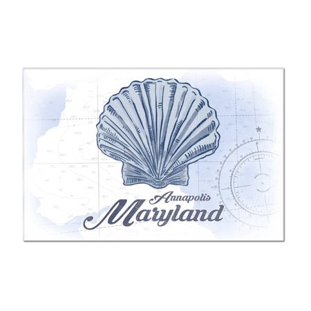 Annapolis, Maryland - Scallop Shell - Blue - Coastal Icon - Lantern Press Artwork (18x12 Acrylic Wall Art Gallery Quality)