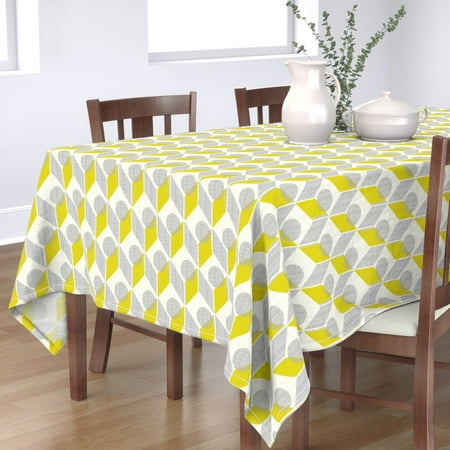 Tablecloth And Yellow 60S Retro Mod Geometric Chevron Ting Modern Cotton Sateen