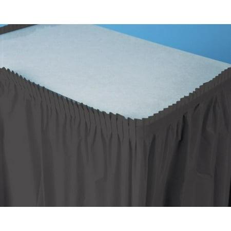 Pack of 6 Jet Black Pleated Disposable Plastic Picnic Party Table Skirts 14'