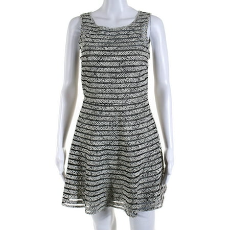 Pre-owned|Parker Womens Silk Printed Sleeveless A Line Dress White Black Size Extra Small
