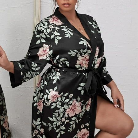 Voncos Womens Soft Pajama Clearance- Bathrobes Silk Satin Printed Sexy Plus Size Robe Sleepwear Black Size 5XL
Voncos Womens Soft Pajama Clearance- Bathrobes Silk Satin Printed Sexy Plus Size Robe Sleepwear Black Size 5XL