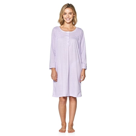 Casual Nights Women s Stars Pintucked Long Sleeve Nightgown