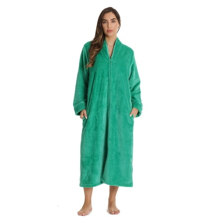 Just Love Plush Zipper Long Robe 6792-BLK-S (Emerald 2X)
