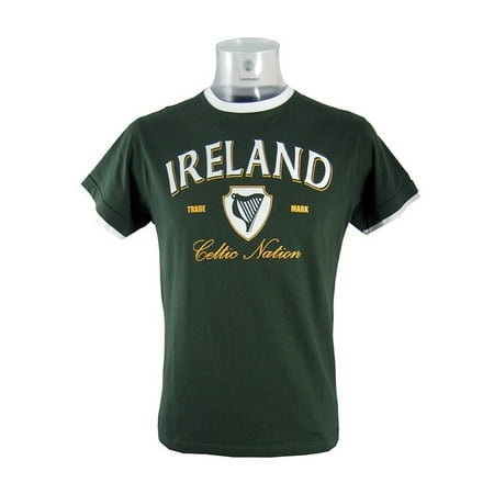 Lansdowne St. Patrick's Day Men's 100% Cotton Ireland White Collar Green T-Shirt