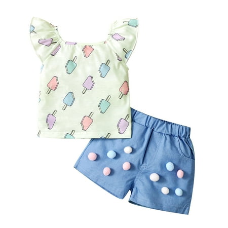 Fesfesfes Toddler Kids Girls Ice Cream Print Fly Sleeve Clothes Summer Shorts Cute Suit
Fesfesfes Toddler Kids Girls Ice Cream Print Fly Sleeve Clothes Summer Shorts Cute Suit