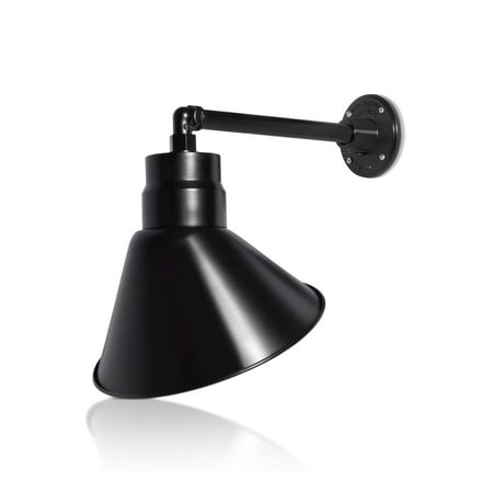 12in Satin Black Outdoor Angle Shade Gooseneck Sign Light Fixture with 13in Long Extension Arm - Wall Sconce Farmhouse Vintage Antique Style - UL Listed - 9W 900lm A19 LED Bulb (5000K Cool White)
12in Satin Black Outdoor Angle Shade Gooseneck Sign Light Fixture with 13in Long Extension Arm - Wall Sconce Farmhouse Vintage Antique Style - UL Listed - 9W 900lm A19 LED Bulb (5000K Cool White)