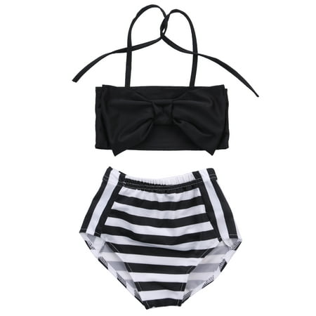 

Multitrust 2Pcs Little Girl Swimsuit Fashion Bow Triangle Short Beachwear