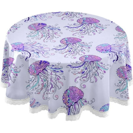 Art Jellyfish Purple Round Tablecloth 60 inch Lace Border Table Cover Thick Wrinkle Resistant Durable for Home Party Decorative Tablecloths Indoor Outdoor
Art Jellyfish Purple Round Tablecloth 60 inch Lace Border Table Cover Thick Wrinkle Resistant Durable for Home Party Decorative Tablecloths Indoor Outdoor