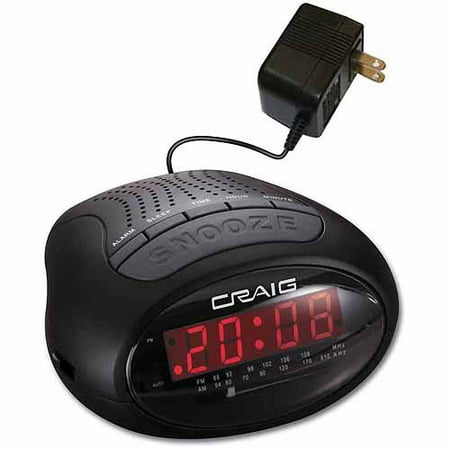Craig CR45329B Dual Alarm Clock Digital PLL AM\/FM Radio