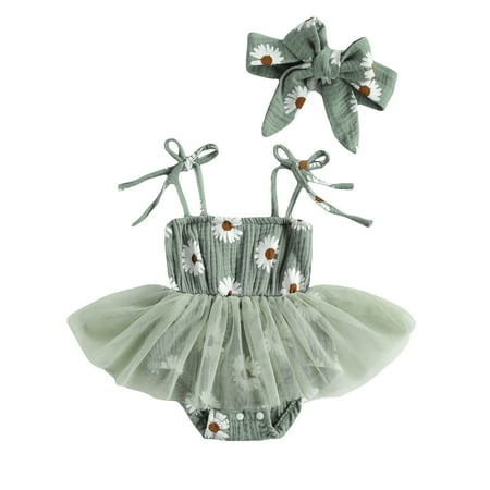 Infant Baby Girls Dresses Romper Daisy Strap Sleeveless Tutu Dress Jumpsuit Headband Summer Outfits Clothes
Infant Baby Girls Dresses Romper Daisy Strap Sleeveless Tutu Dress Jumpsuit Headband Summer Outfits Clothes