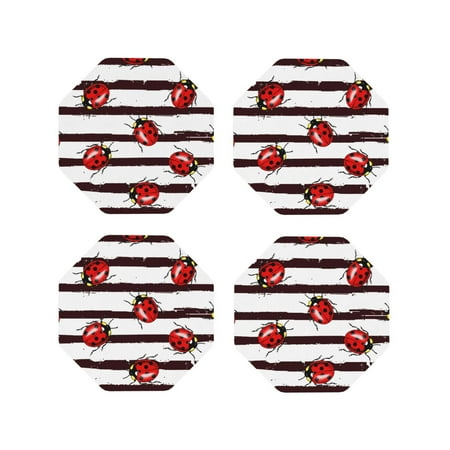 Fuzoiu Ladybugs on Black and White Striped1 Print Leather Coasters Set Drink Coasters Set of 4 for Tabletop Protection Durable PVC Coasters Home Décor and Housewarming Gift-Octagon
Fuzoiu Ladybugs on Black and White Striped1 Print Leather Coasters Set Drink Coasters Set of 4 for Tabletop Protection Durable PVC Coasters Home Décor and Housewarming Gift-Octagon