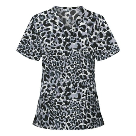 Alrise Womens T Shirts Leopard Gray Printed Blouse Short Sleeve V-neck Scrub Tee Tops XXL
Alrise Womens T Shirts Leopard Gray Printed Blouse Short Sleeve V-neck Scrub Tee Tops XXL