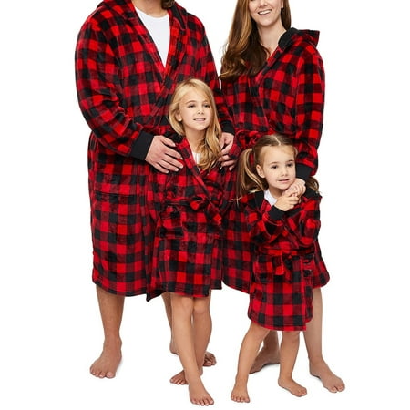 Licupiee Christmas Family Matching Hooded Robes Pajamas Plaid Fleece Bathrobe Loungewear for Family Women Men Kids
Licupiee Christmas Family Matching Hooded Robes Pajamas Plaid Fleece Bathrobe Loungewear for Family Women Men Kids