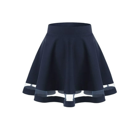 

JDEFEG Disposable Table Skirts Casual Skater Skirt Mini Women s Flared Versatile A-Line Stretchy Skirt Skirt for Beach Dresses for Women Mesh Navy Xl