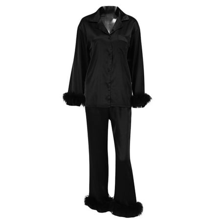 Gwiyeopda Women Long Sleeve Feather Trim 2-Piece Sleepwear Pajamas Set S M L XL
Gwiyeopda Women Long Sleeve Feather Trim 2-Piece Sleepwear Pajamas Set S M L XL