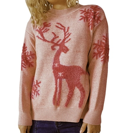 Women s Reindeer Snowflake Christmas Pullover Sweater Jumper Funny Long Sleeve Knitted Christmas Sweater
Women s Reindeer Snowflake Christmas Pullover Sweater Jumper Funny Long Sleeve Knitted Christmas Sweater