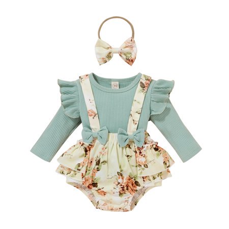 Viworld Infant Baby Girl Floral Clothes Long Sleeve Ruffle Ribbed Tops T-Shirt and Suspender Shorts with Headband Outfits Set (Green 18-24M)
Viworld Infant Baby Girl Floral Clothes Long Sleeve Ruffle Ribbed Tops T-Shirt and Suspender Shorts with Headband Outfits Set (Green 18-24M)
