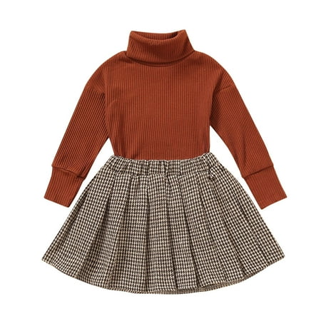 ZHUASHUM Toddler Kids Baby Girls Clothes Turtleneck Knitwear Sweater Ribbed Tops + Plaid Pleated Mini Skirt 2Pcs Outfits Set
ZHUASHUM Toddler Kids Baby Girls Clothes Turtleneck Knitwear Sweater Ribbed Tops + Plaid Pleated Mini Skirt 2Pcs Outfits Set