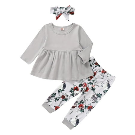 NZRVAWS Toddler Girls Outfits 3 Years Baby Girls Solid Color Top 4 Years Baby Girls Floral Print Pants Headband 3Pcs Winter Clothes Set Gray
NZRVAWS Toddler Girls Outfits 3 Years Baby Girls Solid Color Top 4 Years Baby Girls Floral Print Pants Headband 3Pcs Winter Clothes Set Gray