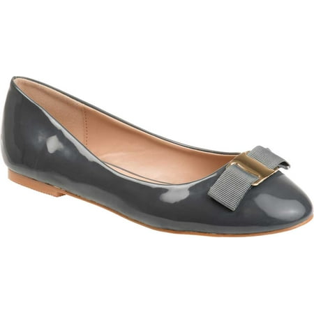 Women s Journee Collection Kim 2 Ballet Flat Grey Faux Leather/Patent 9 M