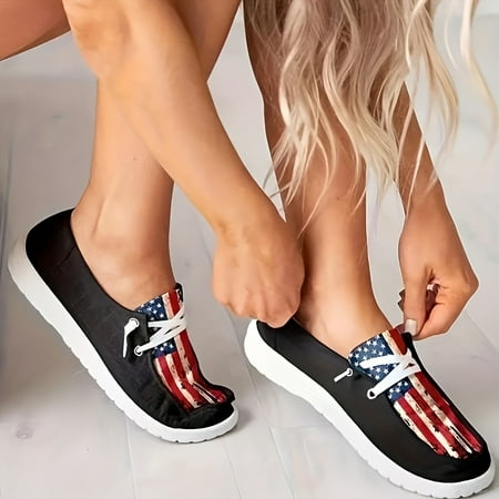Women s Star & Striped Flat Canvas Shoes Flag Printed Lace Up Low Top Loafers Casual Walking Sneakers
Women s Star & Striped Flat Canvas Shoes Flag Printed Lace Up Low Top Loafers Casual Walking Sneakers