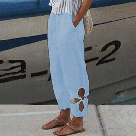 Womens Cotton Linen Capri Pants Summer Elastic Waisted Casual Pants Wide Leg Loose Fit Comfy Pajama Beach Trousers EKOUSN
Womens Cotton Linen Capri Pants Summer Elastic Waisted Casual Pants Wide Leg Loose Fit Comfy Pajama Beach Trousers EKOUSN