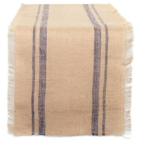French Blue Double Border Burlap Table Runner 14X108 inch