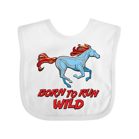 Inktastic Born to Run Wild- Galloping Horse Gift Baby Boy or Baby Girl Bib