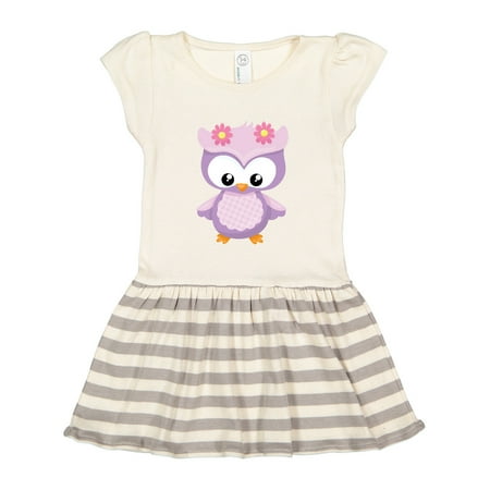 Inktastic Cute Pink and Purple Owl Gift Toddler Girl Dress
