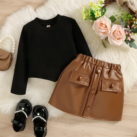 HESHENG Little Toddler Skirt Outfits Set Girls Long Sleeve Round Neck Knitted Tops + Fall Casual Party Leather Half Dress Autumn Winter Clothes 3-4 Years
HESHENG Little Toddler Skirt Outfits Set Girls Long Sleeve Round Neck Knitted Tops + Fall Casual Party Leather Half Dress Autumn Winter Clothes 3-4 Years