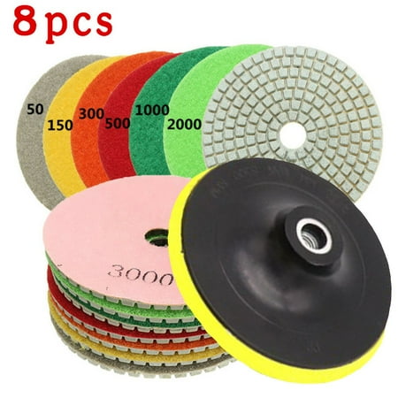 8pcs 4 Inch Diamond Polishing Pad Set Granite Concrete Marble Grinding Disc Kit