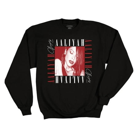Ripple Junction Aaliyah Adult Unisex Squared Logo Fleece Crew Sweatshirt Large Black