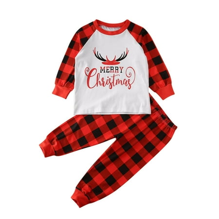 Christmas Girls Boys Tops Long Pants Pyjamas PJS Set Sleepwear Xmas Clothes